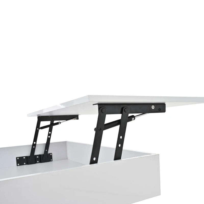 Rotating Lift-Top Coffee Table with Height-Adjustable Top, Space-Saving Side Table with Hidden Storage, 27.5'' L x 27.5'' W x 17.5'' H, White