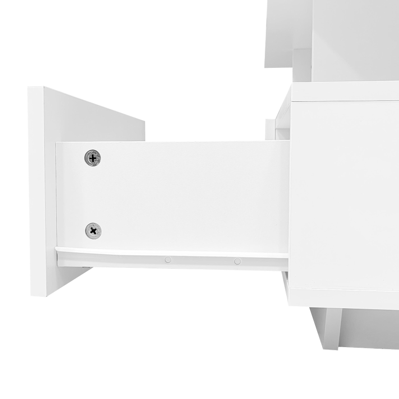 High-Gloss Coffee Table with Built-In LED Light and 2 Drawers, Minimalist Centre Table with Open Storage, 35.5'' L x 21.5'' W x 16'' H, White