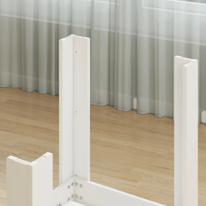 HOMCOM Modern Extendable Dining Table, 55.1 x 31.5 in, for 6-8 People, Expandable Dining Table for Kitchen, White