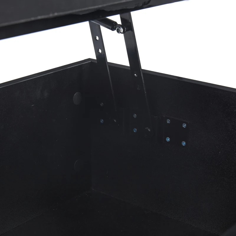 Lift-Up Coffee Table with App-Controlled LED Light and Half Glass Top, Modern Center Table for Living Room, 39.5" L x 19.5" W x 13" H, Black