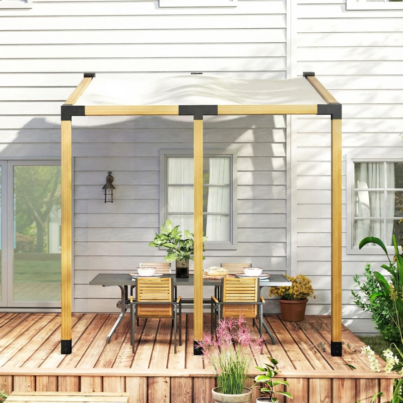 Outsunny Pergola Kit, 15° Slanted Pergola Brackets w/ 4-Way/3-Way Brackets, Post Bases, Wall Mounts for 3.6" X 3.6" Lumber, Black