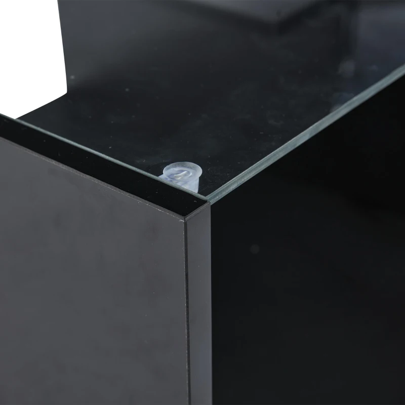 Lift-Up Coffee Table with App-Controlled LED Light and Half Glass Top, Modern Center Table for Living Room, 39.5" L x 19.5" W x 13" H, Black