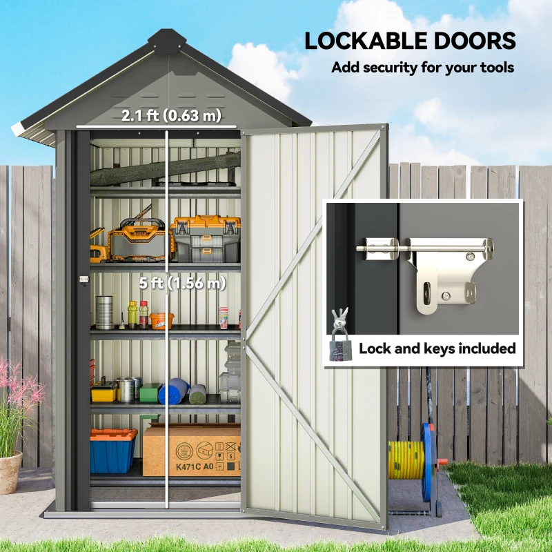 Outsunny Outdoor Storage Shed with Lockable Door, Metal Garden Shed with 4 Vents for Backyard Patio