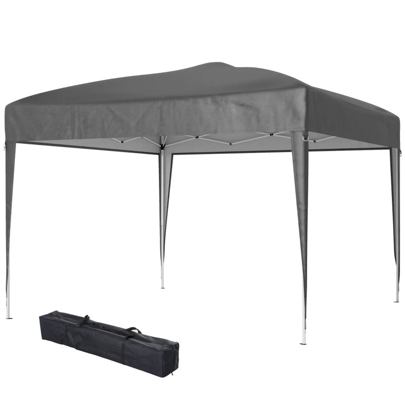 Outsunny 10 x 10ft Folding Pop Up Tent Outdoor Gazebo Canopy with Carrying Bag, Grey