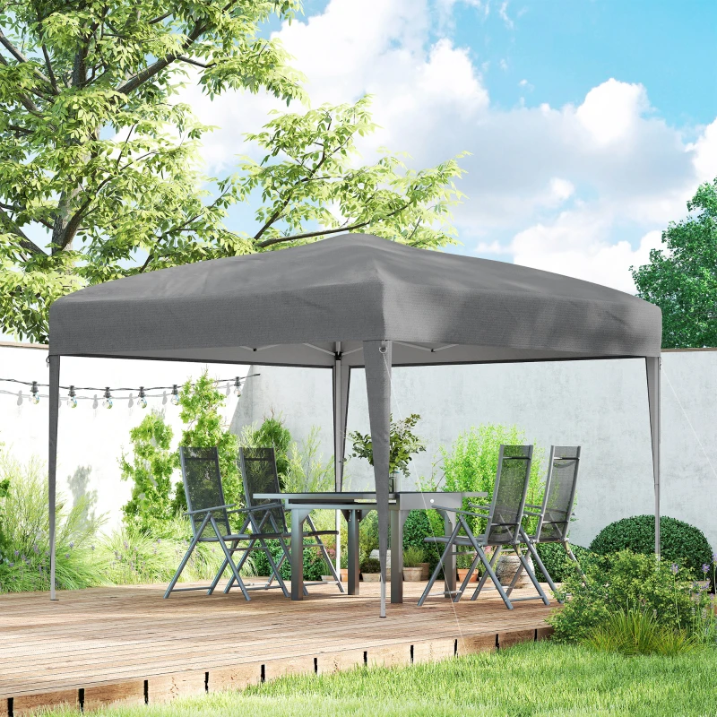 Outsunny 10 x 10ft Folding Pop Up Tent Outdoor Gazebo Canopy with Carrying Bag, Grey