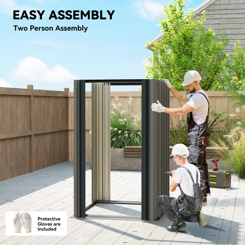 Outsunny Outdoor Storage Shed with Lockable Door, Metal Garden Shed with 4 Vents for Backyard Patio