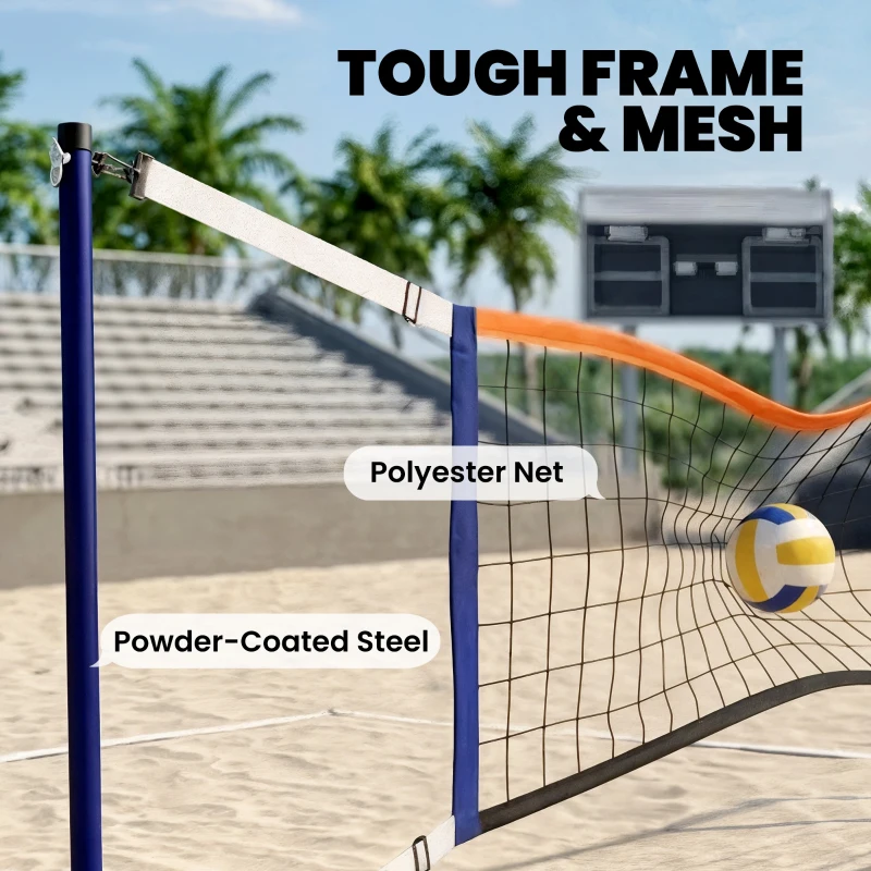 Soozier Portable Volleyball Net Set Outdoor, Volleyball Training Net with 21-27ft Adjustable Length, Volleyball, Air Pump