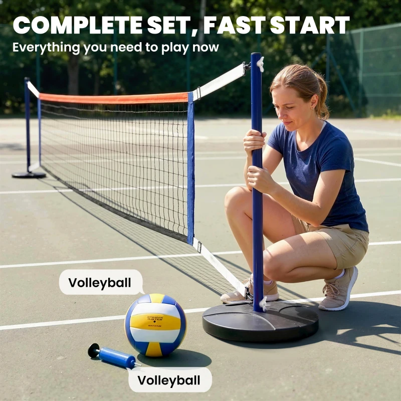 Soozier Portable Volleyball Net Set Outdoor, Volleyball Training Net with 21-27ft Adjustable Length, Volleyball, Air Pump