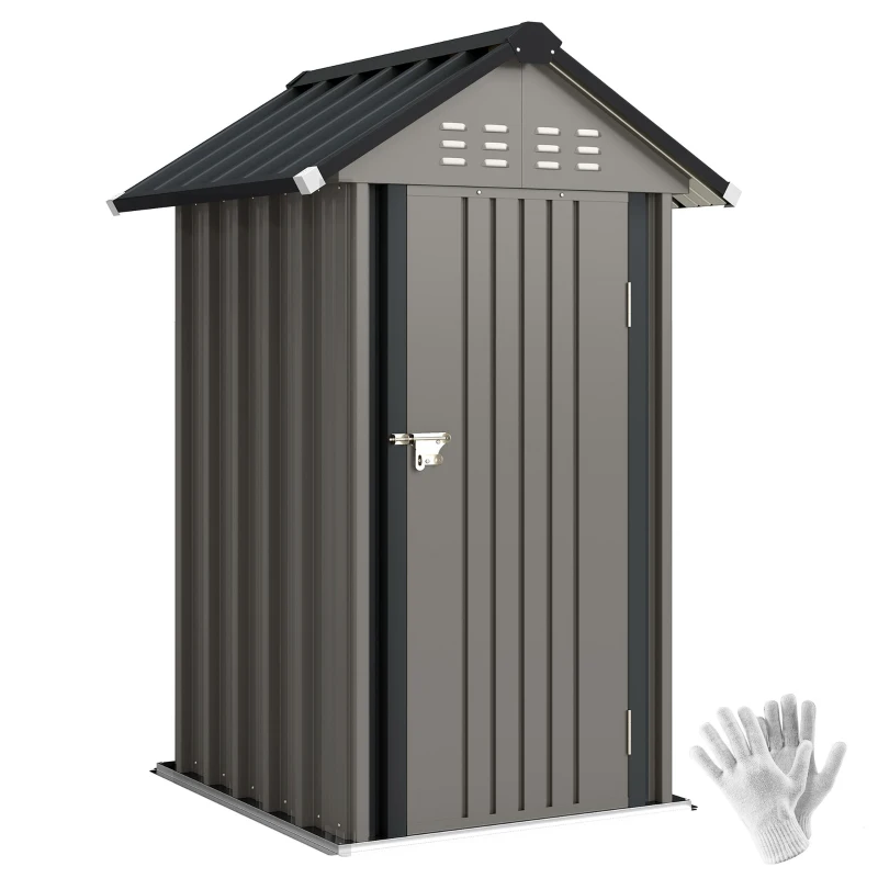 Outsunny Outdoor Storage Shed with Lockable Door, Metal Garden Shed with 4 Vents for Backyard Patio