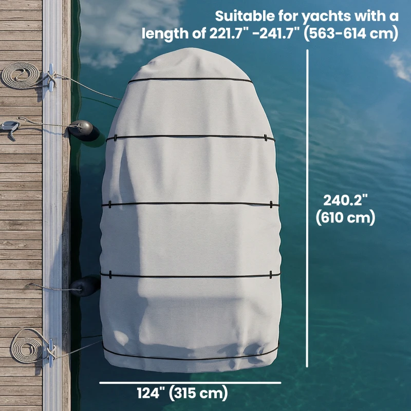Outsunny 19-20 Ft Trailer Boat Cover, 3000mm Waterproof Universal Boat Cover with Quick-Fasten Buckles, Light Grey