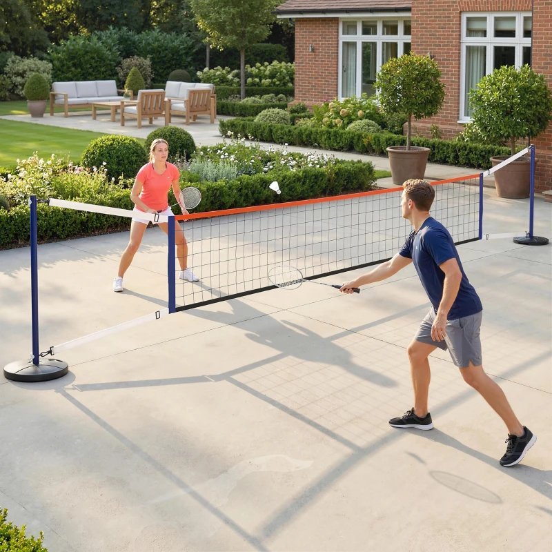 Soozier Portable Volleyball Net Set Outdoor, Volleyball Training Net with 21-27ft Adjustable Length, Volleyball, Air Pump