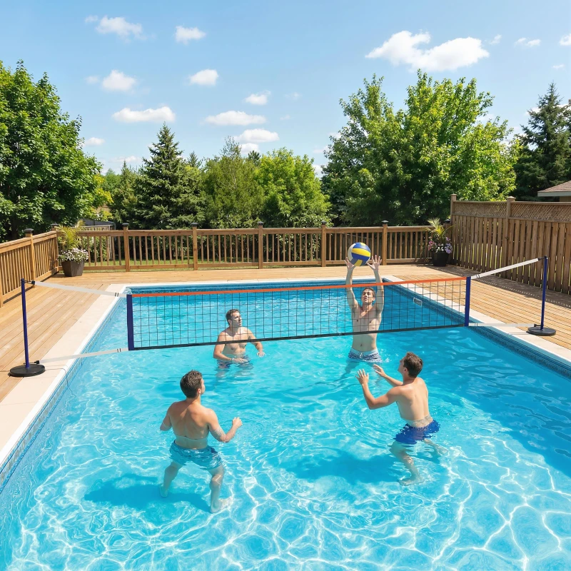 Soozier Portable Volleyball Net Set Outdoor, Volleyball Training Net with 21-27ft Adjustable Length, Volleyball, Air Pump