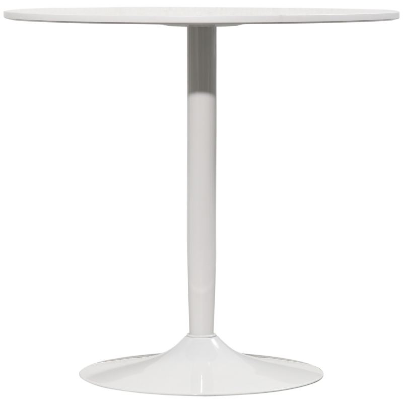 HOMCOM Modern Kitchen Table for 2 People, Round Dining Table with Steel Base for Living Room, Dining Room, White
