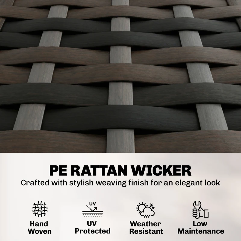 Outsunny 4 Piece Wicker Patio Furniture Set, Outdoor Furniture Conversation Set with Loveseat, Chairs, 2 Tier Table, Beige