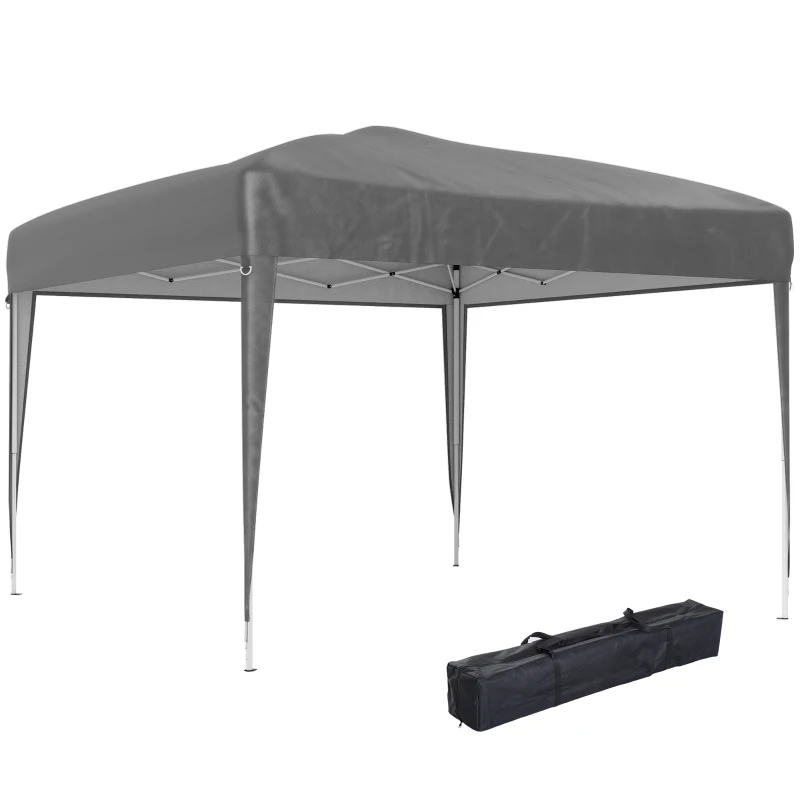 Outsunny 10 x 10ft Folding Pop Up Tent Outdoor Gazebo Canopy with Carrying Bag, Grey