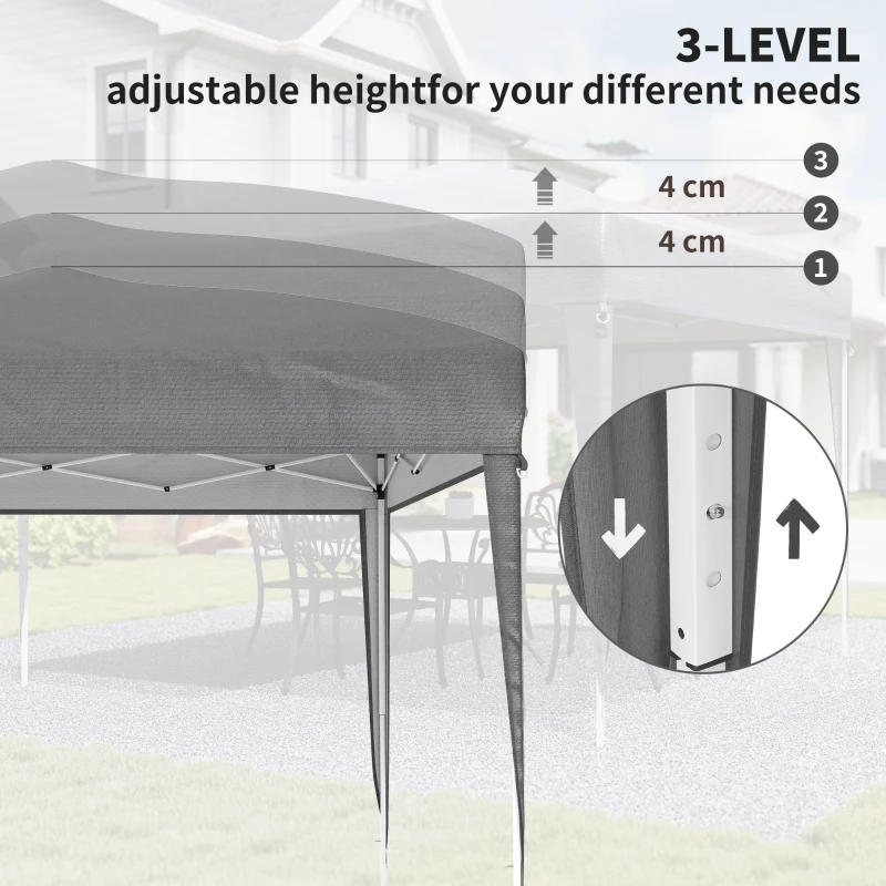 Outsunny 10 x 10ft Folding Pop Up Tent Outdoor Gazebo Canopy with Carrying Bag, Grey