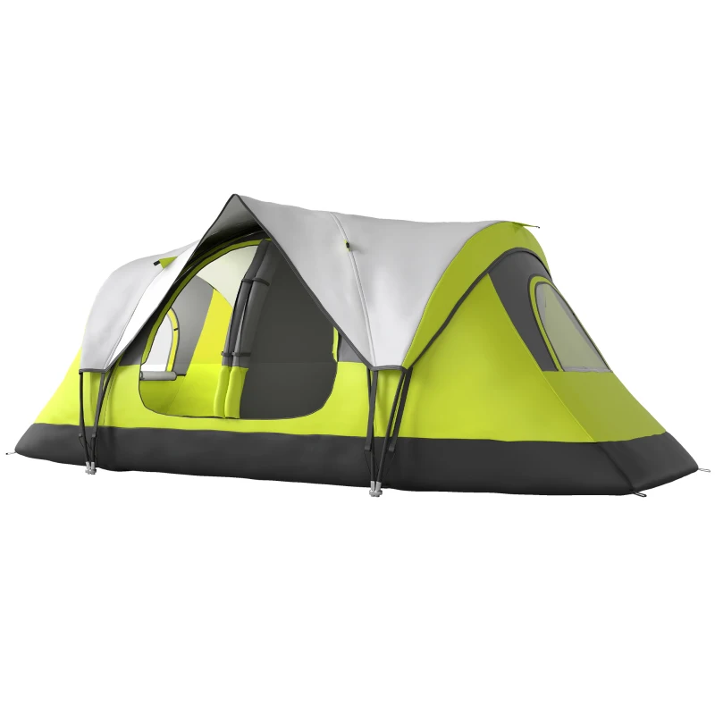 Outsunny Camping Tent for 6-8 Man with 2000mm Waterproof Rainfly and Carry Bag for Fishing Hiking Festival, Green