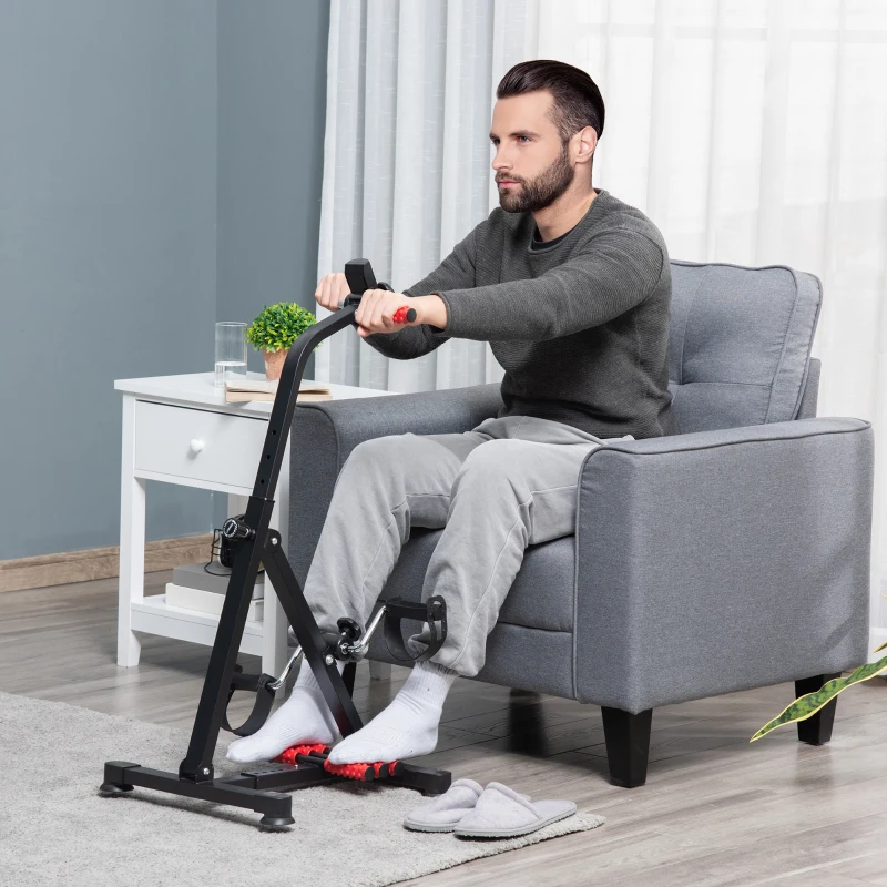 Soozier Pedal Exerciser, Hand Arm Knee and Leg Exercise Machine, Height-adjustable, with LCD Display and Foot Massage Roller