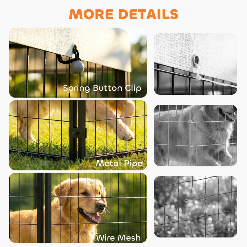 PawHut Outdoor Dog Kennel with Roof, 8' x 4' x 6' Heavy Duty Welded Wire Dog Playpen Enclosure with Escape-proof Lock