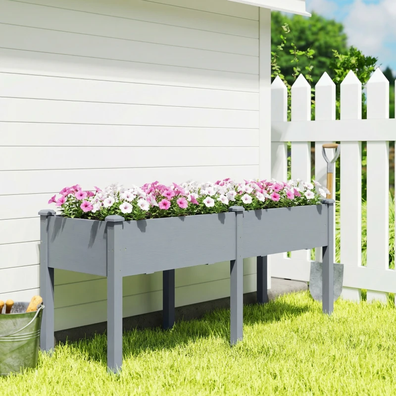 Outsunny Wooden Raised Garden Bed with Legs, 72" x 23" x 30" Elevated Outdoor Planter Box with 6 Drainage Holes