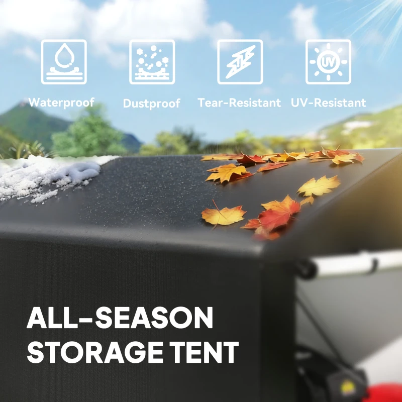 Outsunny Portable Bicycle Shed with Galvanised Steel Frame and Large Door, Waterproof Outdoor Shed for Garden Tools, Black