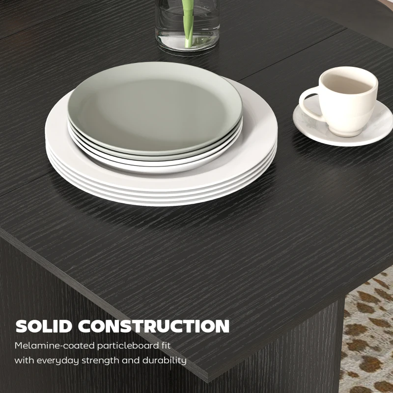 HOMCOM Folding Dining Table with Storage, Drop Leaf Kitchen Table with Drawer and Shelves for Small Spaces, Black