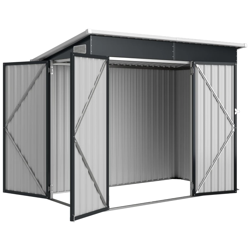 Outsunny 7.5' x 4.3' Outdoor Storage Shed, Waterproof Metal Garden Shed with Lockable Doors, for Backyard, Lawn, Patio, Dark Grey