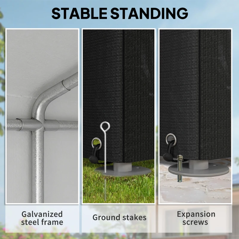 Outsunny Portable Bicycle Shed with Galvanised Steel Frame and Large Door, Waterproof Outdoor Shed for Garden Tools, Black