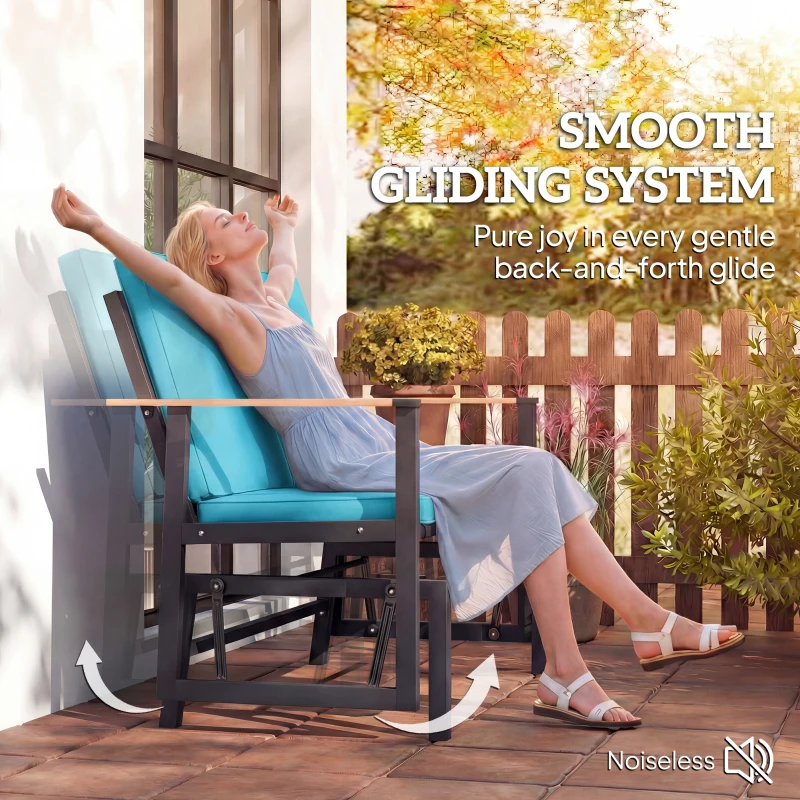 Outsunny Outdoor Glider Bench for 2 Person, Patio Glider Loveseat with Thick Cushions for Garden Balcony Porch, Navy Blue