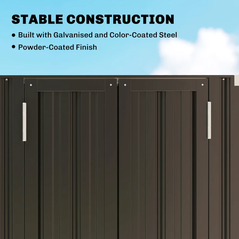Outsunny Outdoor Storage Shed with Adjustable Shelves Metal Garden Shed with Double Doors for Patio Balcony Garage