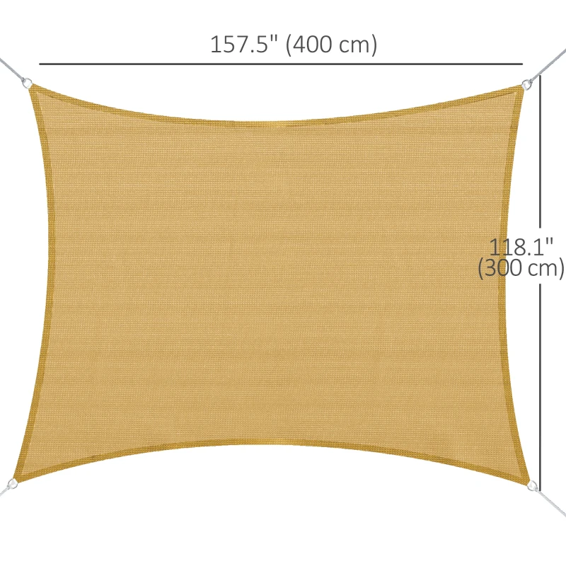Outsunny Rectangle 10' x 13' Canopy Sun Sail Shade Garden Cover UV Protector Outdoor Patio Lawn Shelter with Carrying Bag (Sand)