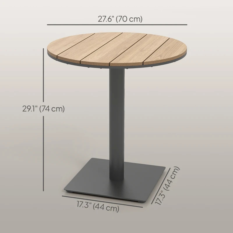 Outsunny Outdoor Side Table, 28" Weather Resistant Round Patio Table with Slatted Design for Garden, Terrace, Balcony, Natural