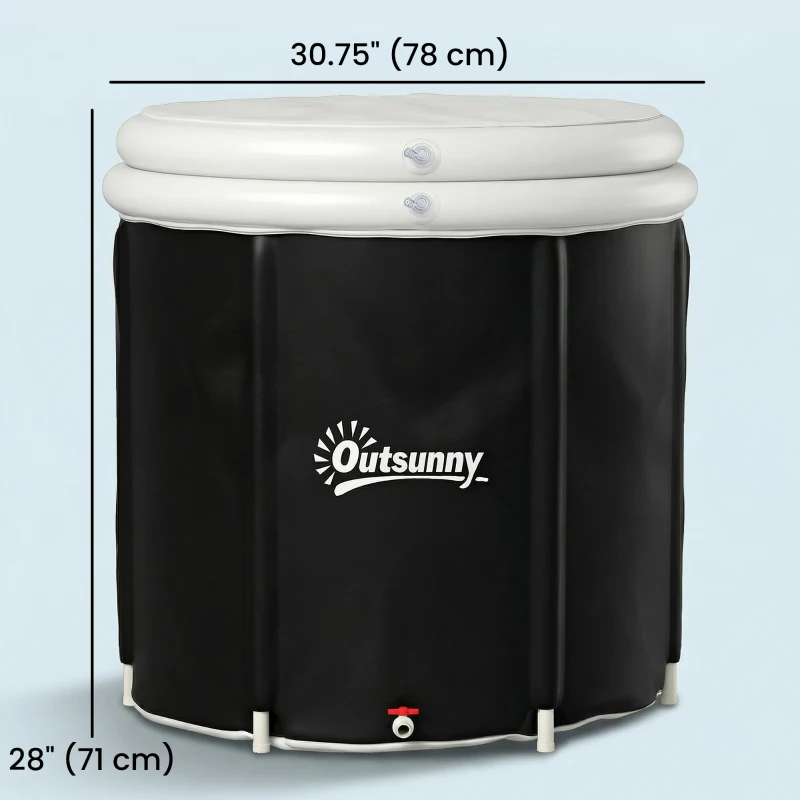 Outsunny Ice Bath Tub for Athletes, 71 Gal Cold Plunge Tub with Cover, Pump, Portable Multiple Layered Inflatable Ice Barrel