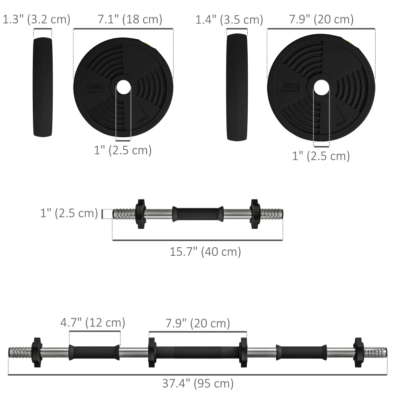 Soozier 33LBS 2-in-1 Adjustable Barbell & Dumbbells Set, Weights Set with Non-slip Handles for Men and Women Home Gym Training