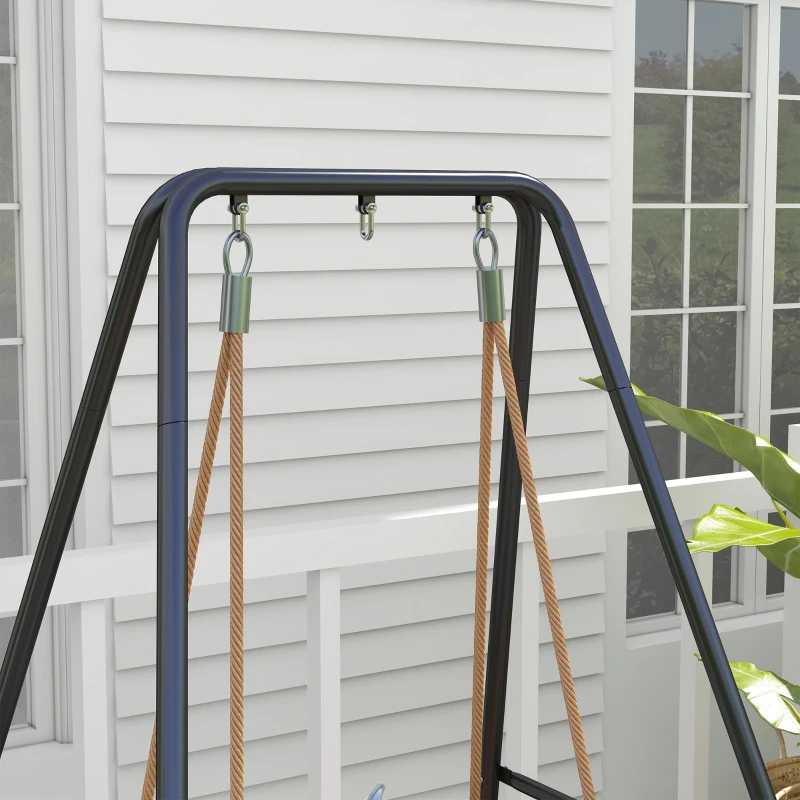 Outsunny Hammock Chair Stand, Hanging Heavy Duty Metal Frame Hammock Stand for Hanging Hammock Air Porch Swing Chair, Egg Cahir, Indoor & Outdoor Use, 48.8" x 56.3" x 70.9" Black