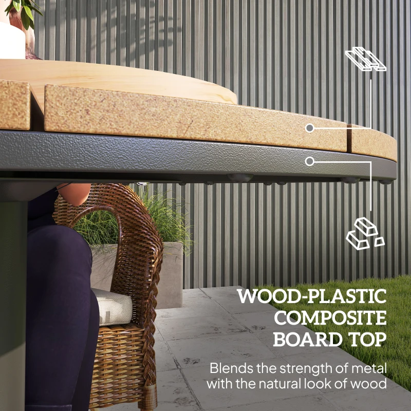 Outsunny Outdoor Side Table, 28" Weather Resistant Round Patio Table with Slatted Design for Garden, Terrace, Balcony, Natural