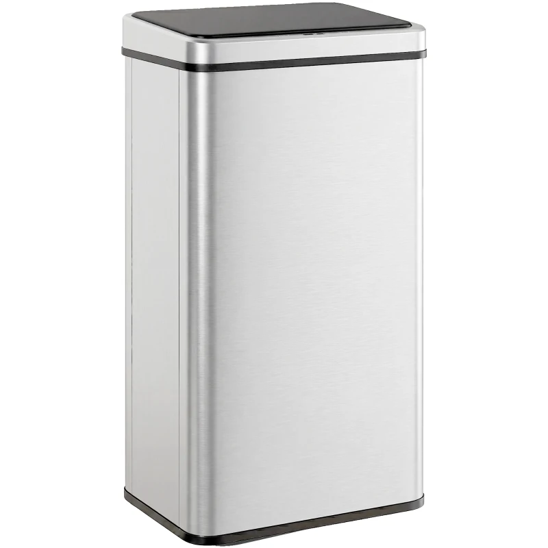 HOMCOM 13.2 Gallon Automatic Garbage Can with Soft-Close Lid, Touchless Trash Can with Fingerprint Resistant Stainless Steel
