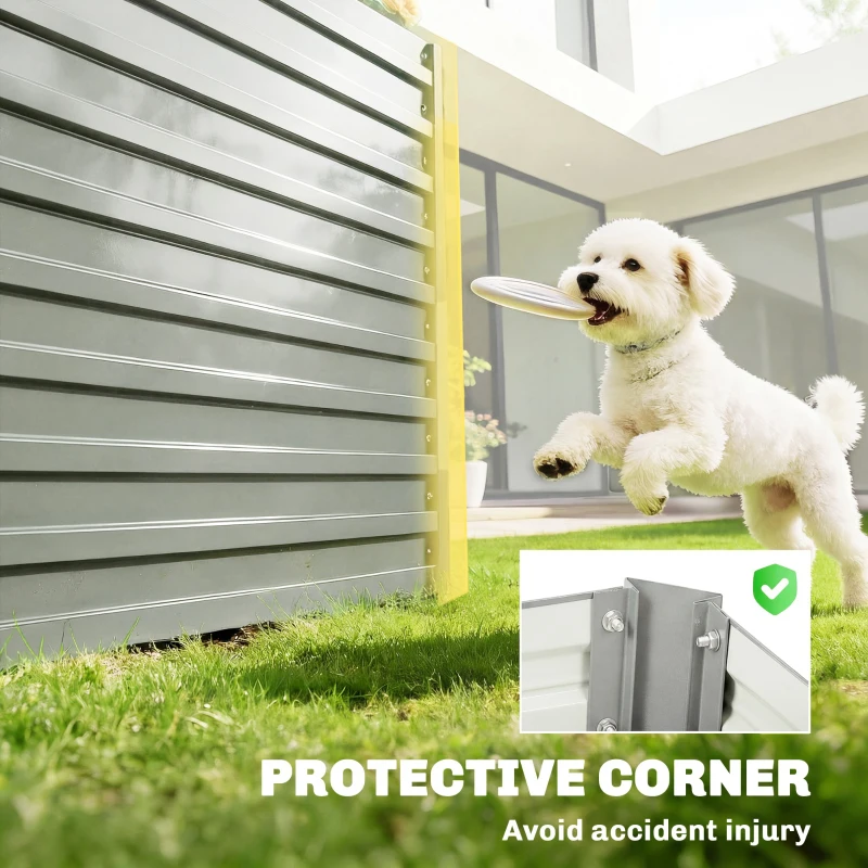 Outsunny 5' x 3' x 2' Raised Garden Bed, Galvanized Planter Box for Growing Flowers, Herbs and Vegetables, Light Grey