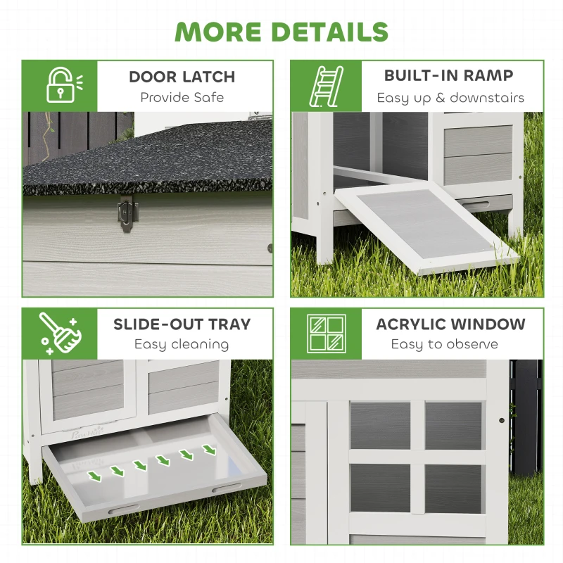 PawHut Wooden Chicken Coop with Nesting Box, Pull-out Metal Tray, for 1-2 Chickens, 36" x 25" x 27"