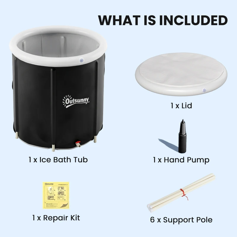 Outsunny Ice Bath Tub for Athletes, 71 Gal Cold Plunge Tub with Cover, Pump, Portable Multiple Layered Inflatable Ice Barrel