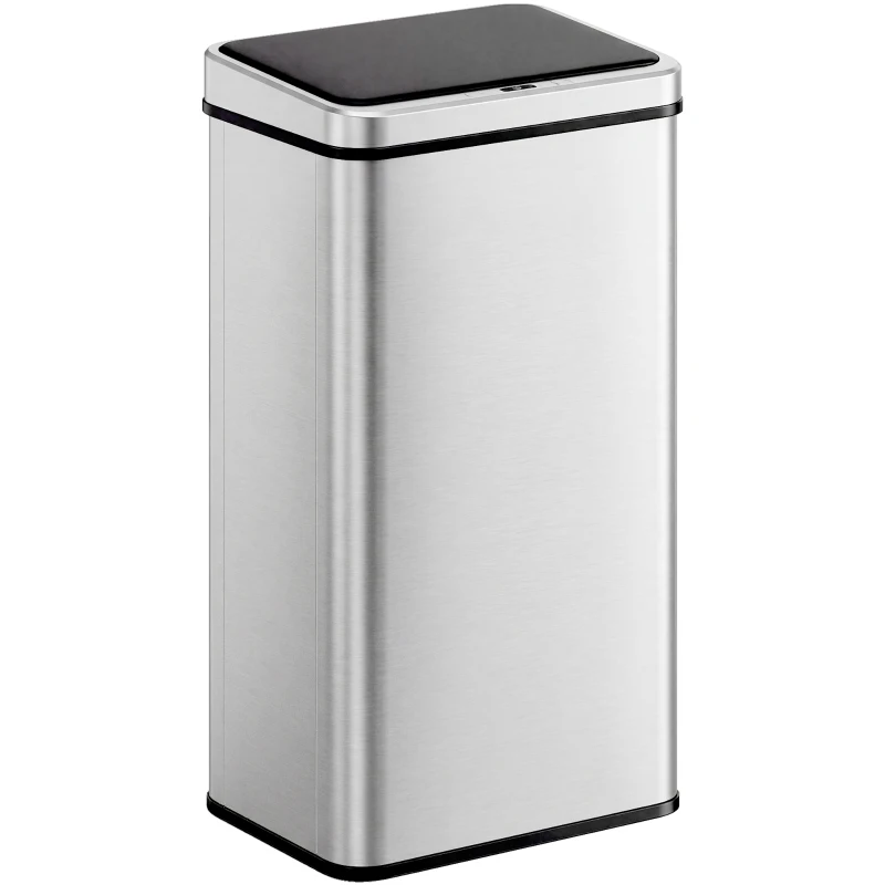 HOMCOM 13.2 Gallon Automatic Garbage Can with Soft-Close Lid, Touchless Trash Can with Fingerprint Resistant Stainless Steel