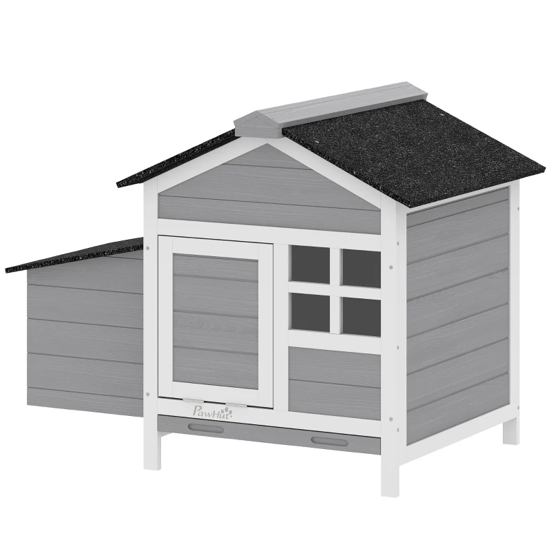 PawHut Wooden Chicken Coop with Nesting Box, Pull-out Metal Tray, for 1-2 Chickens, 36" x 25" x 27"