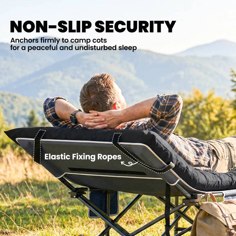 Outsunny Sleeping Mat, Camping Mat Pad with Elastic Straps, Black