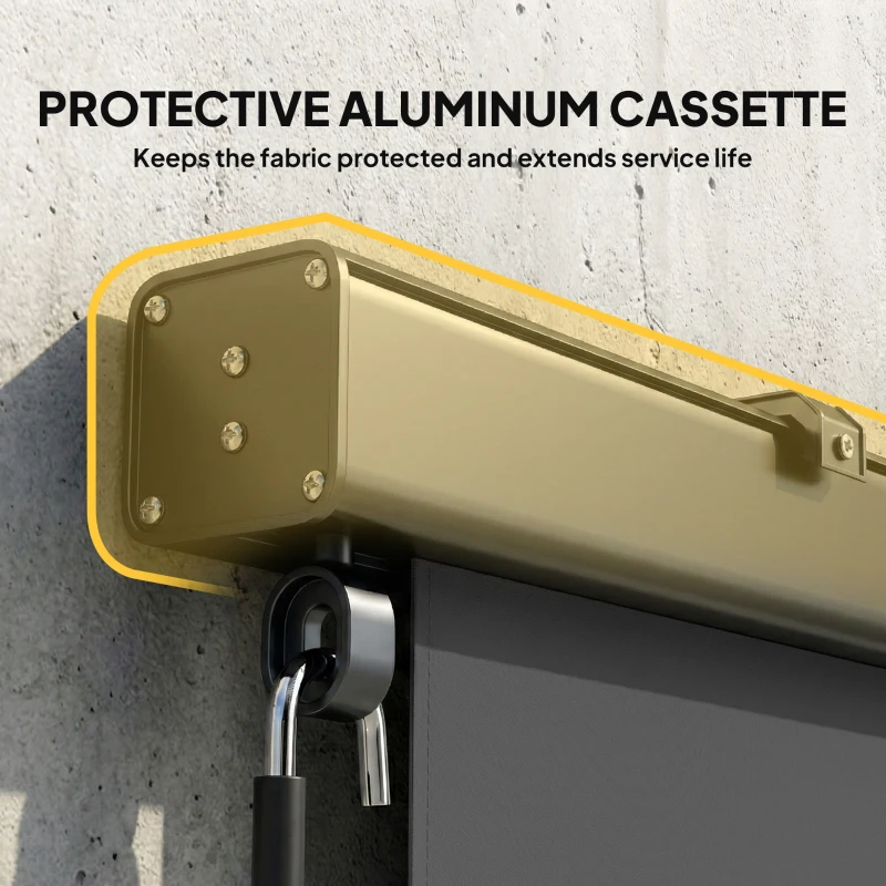 Outsunny Cordless Roller Shade, Outdoor Blinds Cordless Roll Up Shade, UV Protection Waterproof, 98" L x 63" W, Dark Grey