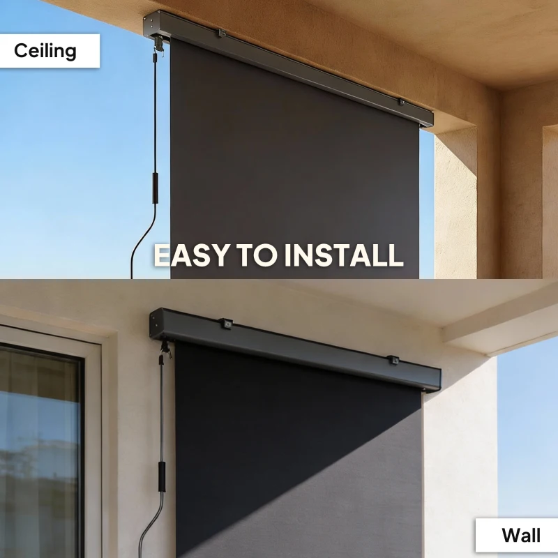 Outsunny Cordless Roller Shade, Outdoor Blinds Cordless Roll Up Shade, UV Protection Waterproof, 98" L x 63" W, Dark Grey