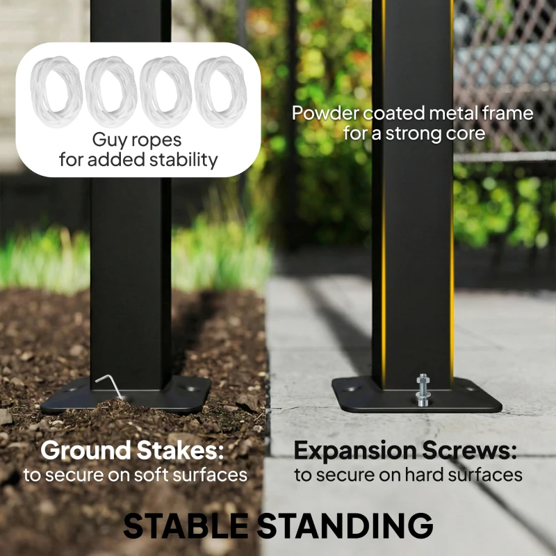 Outsunny 10' x 13' Patio Gazebo, UPF50+ Double Roof Outdoor Gazebo Canopy with Netting and Curtains, Steel Frame, Dark Grey