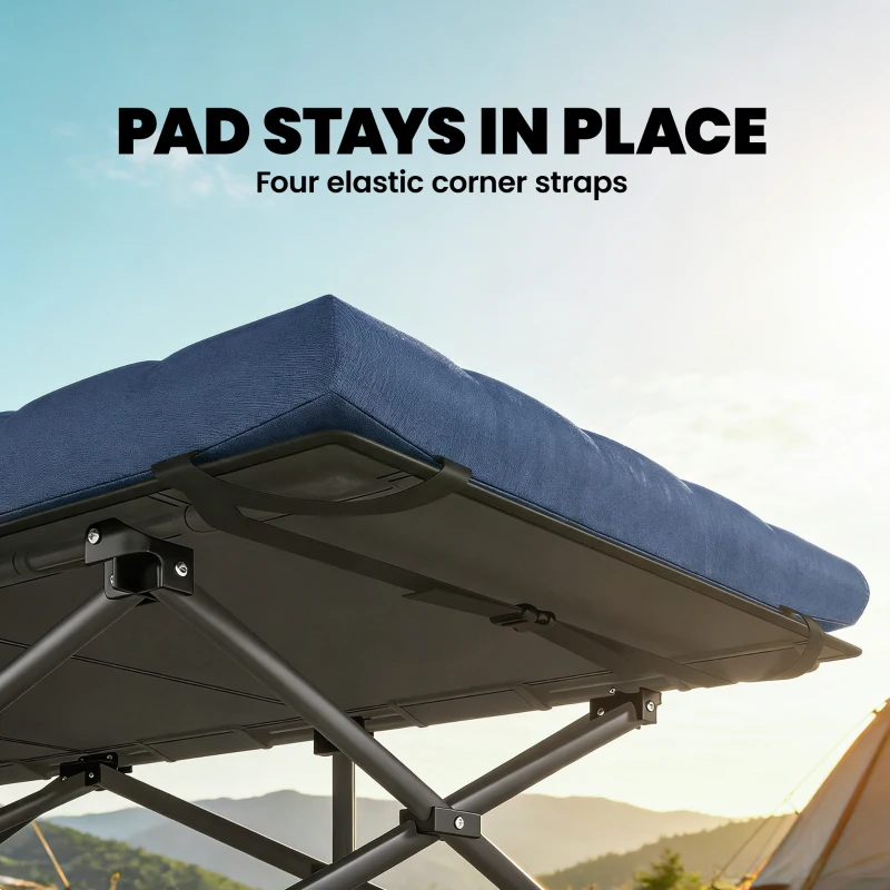 Outsunny Camping Cot with Soft Pad, 32" Extra Wide Folding Cots with Non-Slip Feet and Carry Bag, Blue