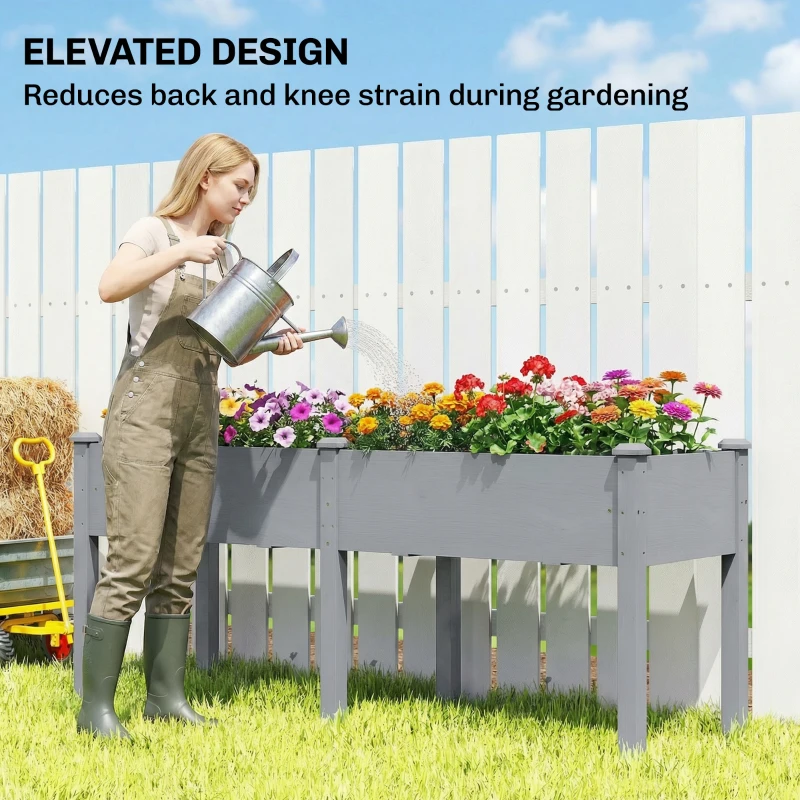 Outsunny Wooden Raised Garden Bed with Legs, 72" x 23" x 30" Elevated Outdoor Planter Box with 6 Drainage Holes