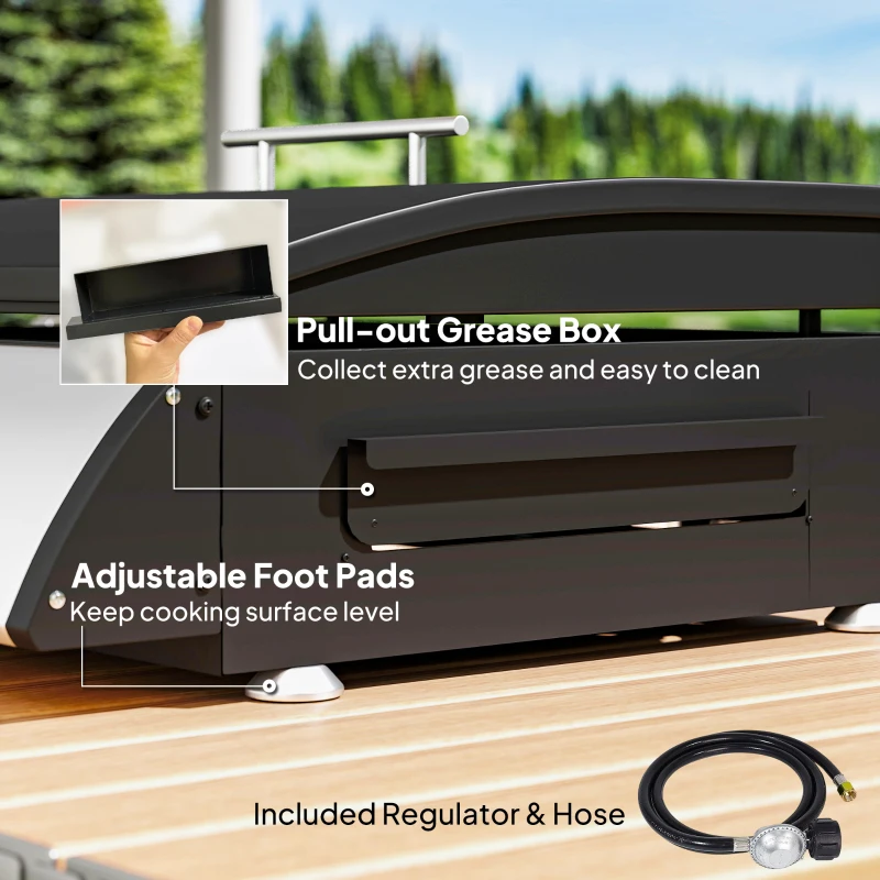 Outsunny 2 Burner Liquefied Gas Grill, Portable Tabletop BBQ Grill, for Camping, Picnic, Silver