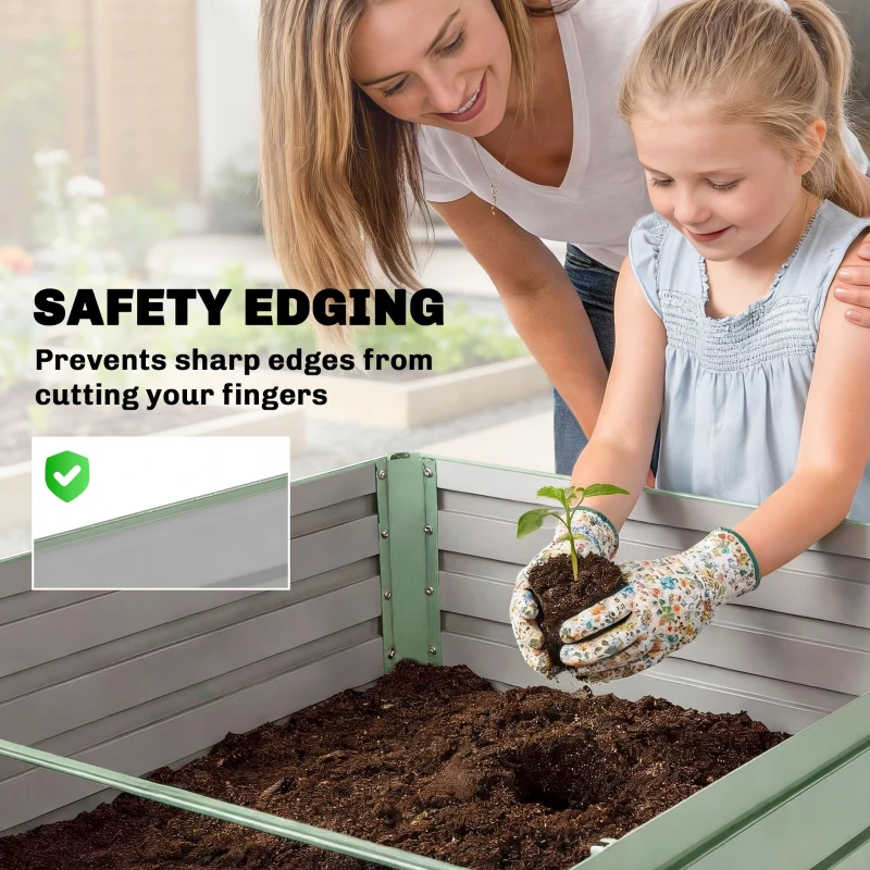 Outsunny 5' x 3' x 2' Raised Garden Bed, Galvanized Planter Box for Growing Flowers, Herbs and Vegetables, Light Green